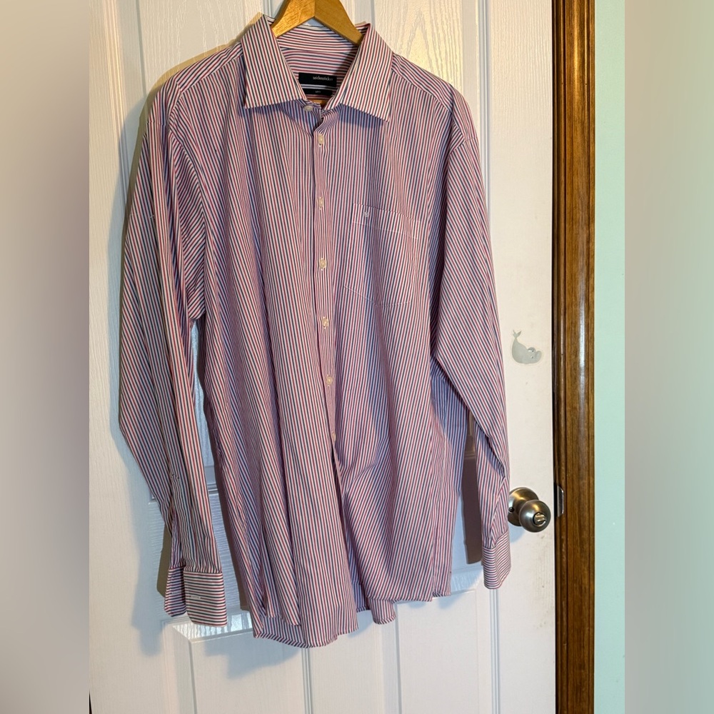 Seidensticker Uno Red & Blue Striped Button Up Shirt XXL (46/18)